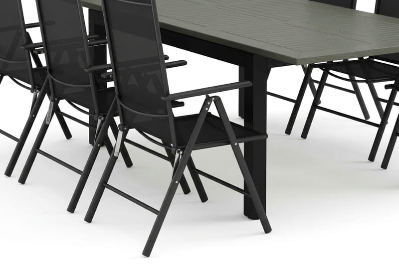 Monaco utomhus matgrupp förlängningsbart 150-250x90 med 6 Maggie positionsstolar - Svart/Grå - Products - Utemöbler & utemiljö - Utegrupp - Matgrupp utomhus