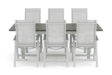 Monaco utomhus matgrupp förlängningsbart 150-250x90 med 6 Monaco Light positionsstolar - Vit/Grå - Products - Utemöbler & utemiljö - Utegrupp - Matgrupp utomhus