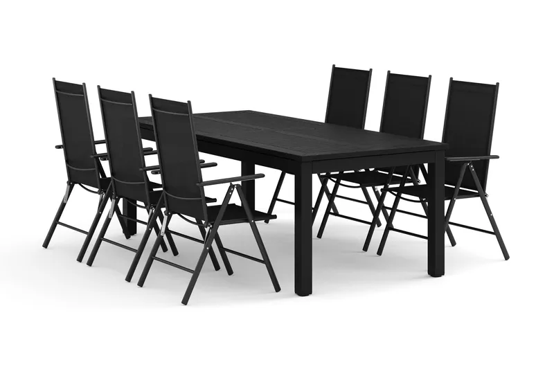Monaco utomhus matgrupp förlängningsbart 210/310x90 med 6 Maggie positionsstolar - Svart/Grå - Products - Utemöbler & utemiljö - Utegrupp - Matgrupp utomhus