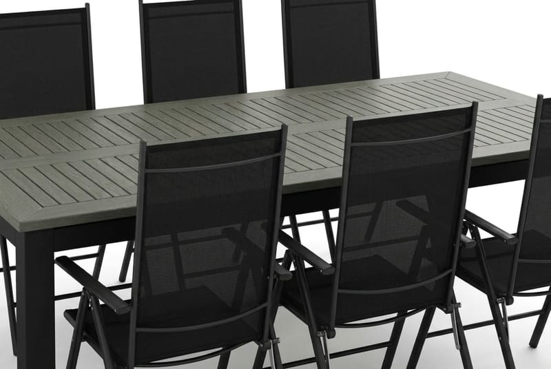 Monaco utomhus matgrupp förlängningsbart 210/310x90 med 6 Maggie positionsstolar - Svart/Grå - Products - Utemöbler & utemiljö - Utegrupp - Matgrupp utomhus