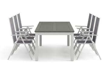 Monaco utomhus matgrupp förlängningsbart 210/310x90 med 6 Maggie positionsstolar - Vit/Grå - Products - Utemöbler & utemiljö - Utegrupp - Matgrupp utomhus