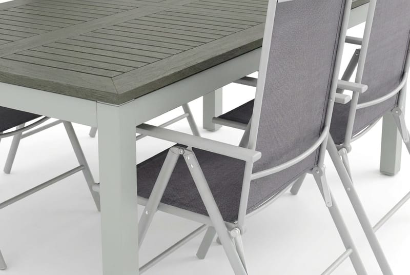 Monaco utomhus matgrupp förlängningsbart 210/310x90 med 6 Maggie positionsstolar - Vit/Grå - Products - Utemöbler & utemiljö - Utegrupp - Matgrupp utomhus