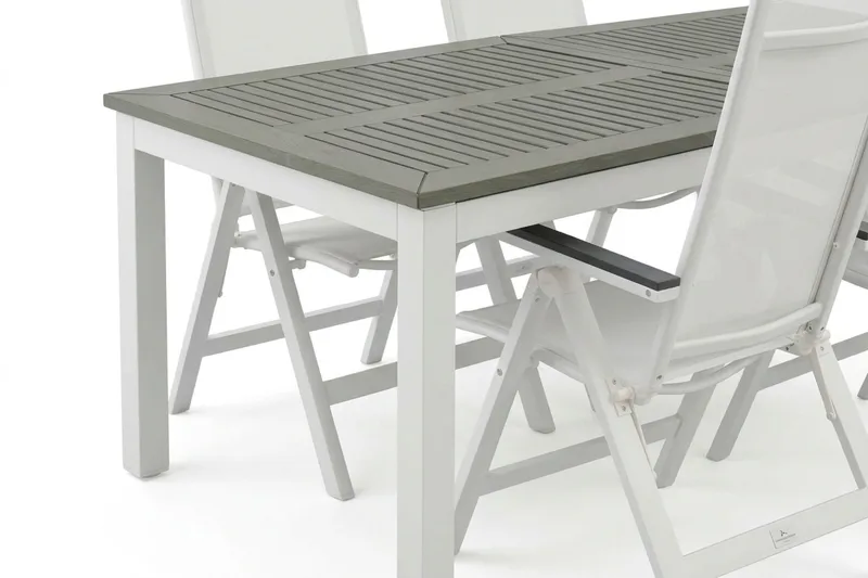 Monaco utomhus matgrupp förlängningsbart 210/310x90 med 6 Monaco Light positionsstolar - Vit/Grå - Products - Utemöbler & utemiljö - Utegrupp - Matgrupp utomhus