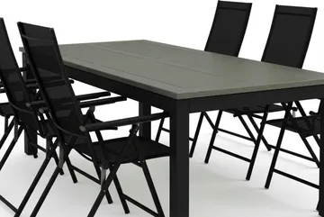 Monaco utomhus matgrupp förlängningsbart 210/310x90 med 6 Sanna positionsstolar - Svart/Grå - Products - Utemöbler & utemiljö - Utegrupp - Matgrupp utomhus