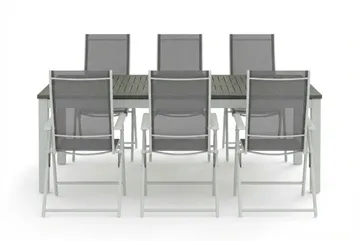 Monaco utomhus matgrupp förlängningsbart 210/310x90 med 6 Sanna positionsstolar - Vit/Grå - Products - Utemöbler & utemiljö - Utegrupp - Matgrupp utomhus