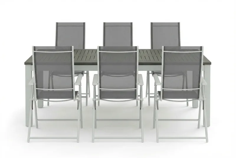 Monaco utomhus matgrupp förlängningsbart 210/310x90 med 6 Sanna positionsstolar - Vit/Grå - Products - Utemöbler & utemiljö - Utegrupp - Matgrupp utomhus