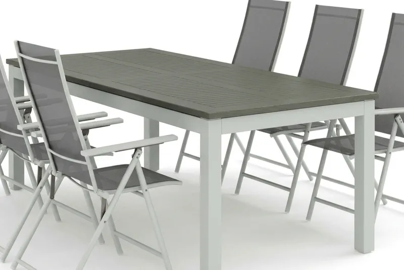 Monaco utomhus matgrupp förlängningsbart 210/310x90 med 6 Sanna positionsstolar - Vit/Grå - Products - Utemöbler & utemiljö - Utegrupp - Matgrupp utomhus