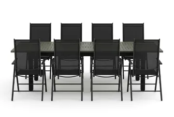 Monaco utomhus matgrupp förlängningsbart 210/310x90 med 8 Maggie positionsstolar - Svart/Grå - Products - Utemöbler & utemiljö - Utegrupp - Matgrupp utomhus