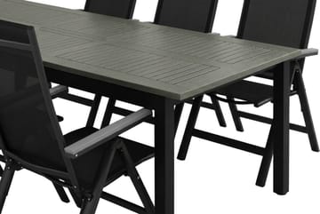 Monaco utomhus matgrupp förlängningsbart 210/310x90 med 8 Monaco Light positionsstolar - Svart/Grå - Products - Utemöbler & utemiljö - Utegrupp - Matgrupp utomhus