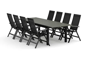 Monaco utomhus matgrupp förlängningsbart 210/310x90 med 8 Monaco Light positionsstolar - Svart/Grå - Products - Utemöbler & utemiljö - Utegrupp - Matgrupp utomhus