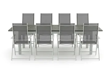 Monaco utomhus matgrupp förlängningsbart 210/310x90 med 8 Sanna positionsstolar - Vit/Grå - Products - Utemöbler & utemiljö - Utegrupp - Matgrupp utomhus