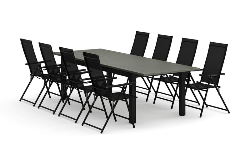 Monaco utomhus matgrupp förlängningsbart 210/310x90 med 8 Sanna positionsstolar - Svart/Grå - Products - Utemöbler & utemiljö - Utegrupp - Matgrupp utomhus
