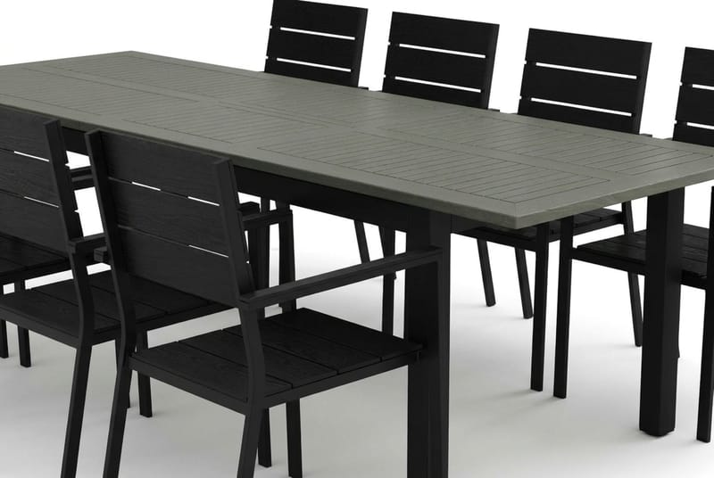 Monaco utomhus matgrupp förlängningsbart 210/310x90 med 8 Tunis stapelstolar - Svart/Grå - Products - Utemöbler & utemiljö - Utegrupp - Matgrupp utomhus