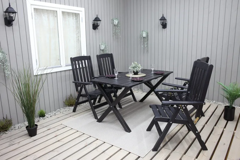 Oliver Matgrupp Utomhus 4 Utestolar - Grå/Svart - Products - Utemöbler & utemiljö - Utegrupp - Matgrupp utomhus