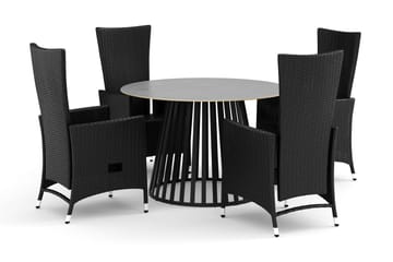 Sensi utomhus matgrupp 120 cm med 4 Jenny matstolar - Svart - Products - Utemöbler & utemiljö - Utegrupp - Matgrupp utomhus