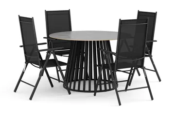 Sensi utomhus matgrupp 120 cm med 4 Maggie positionsstolar - Svart - Products - Utemöbler & utemiljö - Utegrupp - Matgrupp utomhus