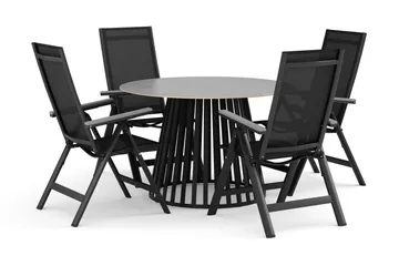 Sensi utomhus matgrupp 120 cm med 4 Monaco Light positionsstolar - Svart - Products - Utemöbler & utemiljö - Utegrupp - Matgrupp utomhus