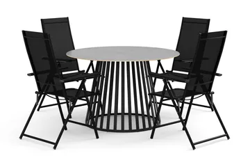Sensi utomhus matgrupp 120 cm med 4 Sanna positionsstolar - Svart - Products - Utemöbler & utemiljö - Utegrupp - Matgrupp utomhus