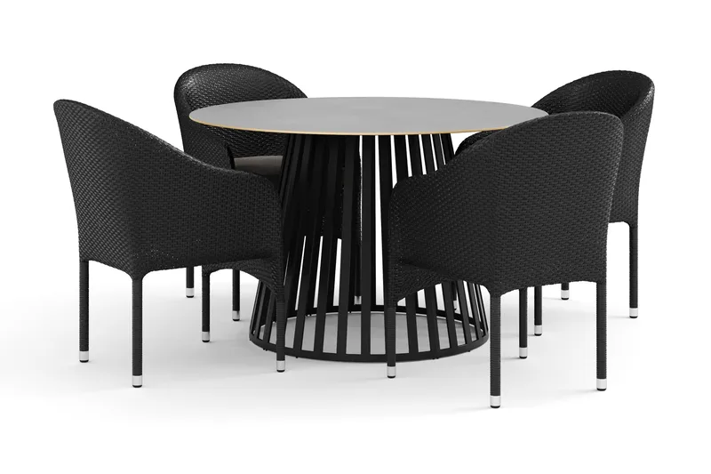 Sensi utomhus matgrupp 120 cm med 4 Thor fåtöljer - Svart - Products - Utemöbler & utemiljö - Utegrupp - Matgrupp utomhus