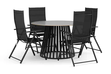 Sensi utomhus matgrupp 120 cm med 4 positionsstolar - Svart - Products - Utemöbler & utemiljö - Utegrupp - Matgrupp utomhus