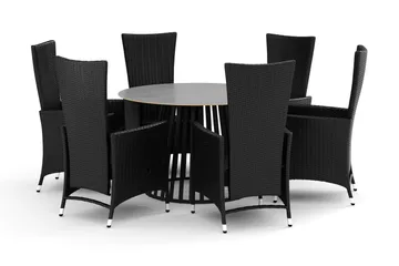 Sensi utomhus matgrupp 120 cm med 6 Jenny matstolar - Svart - Products - Utemöbler & utemiljö - Utegrupp - Matgrupp utomhus