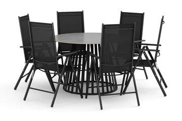Sensi utomhus matgrupp 120 cm med 6 Maggie positionsstolar - Svart - Products - Utemöbler & utemiljö - Utegrupp - Matgrupp utomhus