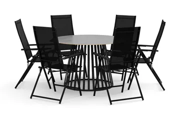 Sensi utomhus matgrupp 120 cm med 6 Sanna positionsstolar - Svart - Products - Utemöbler & utemiljö - Utegrupp - Matgrupp utomhus