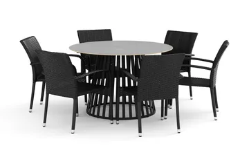 Sensi utomhus matgrupp 120 cm med 6 Thor Light utefåtöljer - Svart - Products - Utemöbler & utemiljö - Utegrupp - Matgrupp utomhus