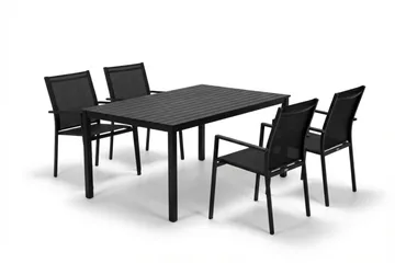 Siri Matgrupp utomhus 150 cm med 4 Tunis Stapelstolar - Products - Utemöbler & utemiljö - Utegrupp - Matgrupp utomhus