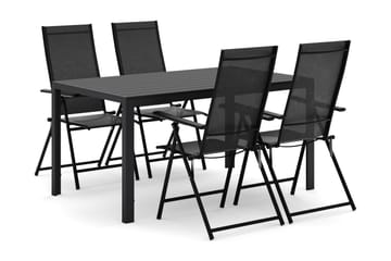 Siri Rektangulärt utebord 150 cm med 4 Sanna utestolar - Svart - Products - Utemöbler & utemiljö - Utegrupp - Matgrupp utomhus