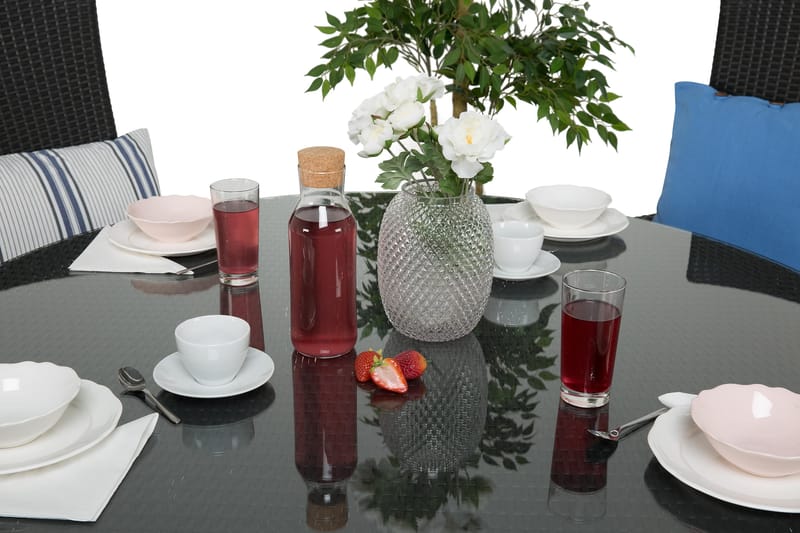 Thor Matgrupp Ø140 + 4 Jenny Ställbar Fåtölj - Svart - Products - Utemöbler & utemiljö - Utegrupp - Matgrupp utomhus