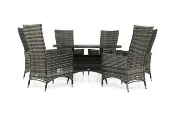 Thor Matgrupp Utomhus Ø140 + 6 Jenny Ställbar Fåtölj - Grå - Products - Utemöbler & utemiljö - Utegrupp - Matgrupp utomhus