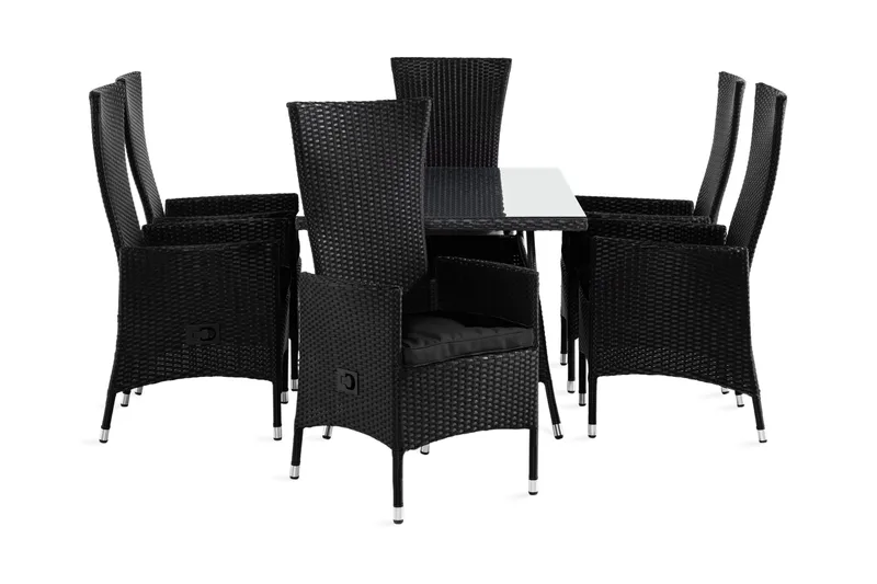 Thor Matgrupp Utomhus 140 + 6 Jenny Ställbar Fåtölj m Dyna - Svart/Svart/Svart - Products - Utemöbler & utemiljö - Utegrupp - Matgrupp utomhus