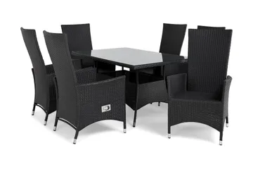 Thor Matgrupp Utomhus 140 + 6 Jenny Ställbar Fåtölj - Svart/Svart - Products - Utemöbler & utemiljö - Utegrupp - Matgrupp utomhus