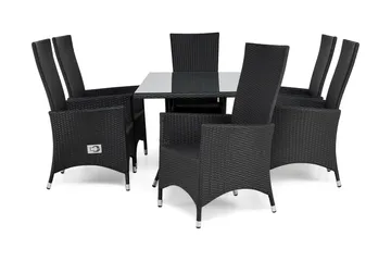 Thor Matgrupp Utomhus 140 + 6 Jenny Ställbar Fåtölj - Svart/Svart - Products - Utemöbler & utemiljö - Utegrupp - Matgrupp utomhus