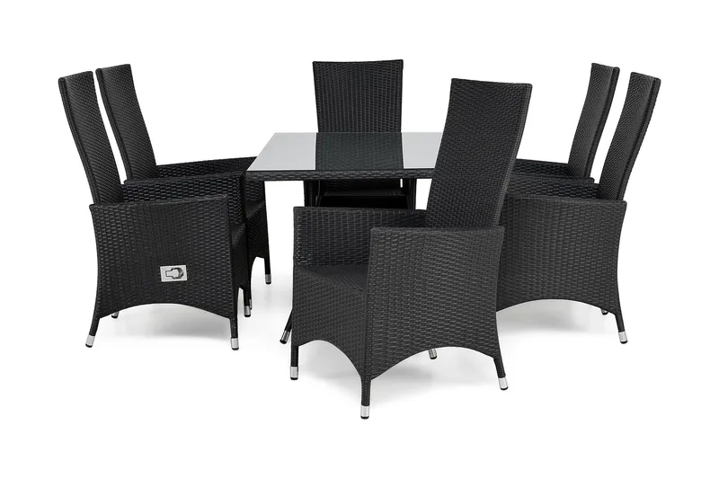 Thor Matgrupp Utomhus 140 + 6 Jenny Ställbar Fåtölj - Svart/Svart - Products - Utemöbler & utemiljö - Utegrupp - Matgrupp utomhus