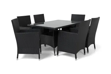 Thor Matgrupp Utomhus 140 + 6 Thor Fåtölj - Svart - Products - Utemöbler & utemiljö - Utegrupp - Matgrupp utomhus