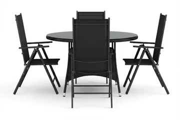Thor utomhus rund matgrupp 140 cm med 4 Maggie positionsstolar - Svart - Products - Utemöbler & utemiljö - Utegrupp - Matgrupp utomhus