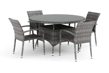 Thor utomhus rund matgrupp 140 cm med 4 Thor Light utefåtöljer - Grå - Products - Utemöbler & utemiljö - Utegrupp - Matgrupp utomhus