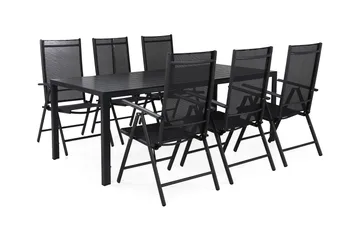 Tunis Matgrupp 205 + 6 Maggie Positionsstol - Svart - Products - Utemöbler & utemiljö - Utegrupp - Matgrupp utomhus