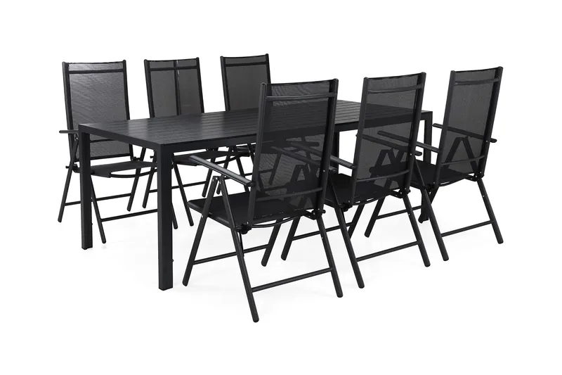 Tunis Matgrupp 205 + 6 Maggie Positionsstol - Svart - Products - Utemöbler & utemiljö - Utegrupp - Matgrupp utomhus