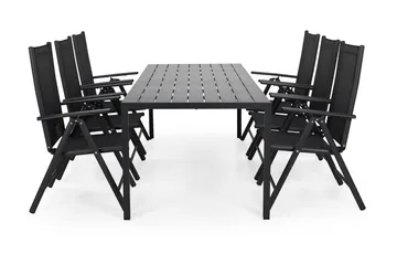 Tunis Matgrupp 205 + 6 Maggie Positionsstol - Svart - Products - Utemöbler & utemiljö - Utegrupp - Matgrupp utomhus