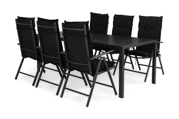 Tunis Matgrupp 205x90 + 6 Maggie Positionsstol m Dyna - Svart - Products - Utemöbler & utemiljö - Utegrupp - Matgrupp utomhus