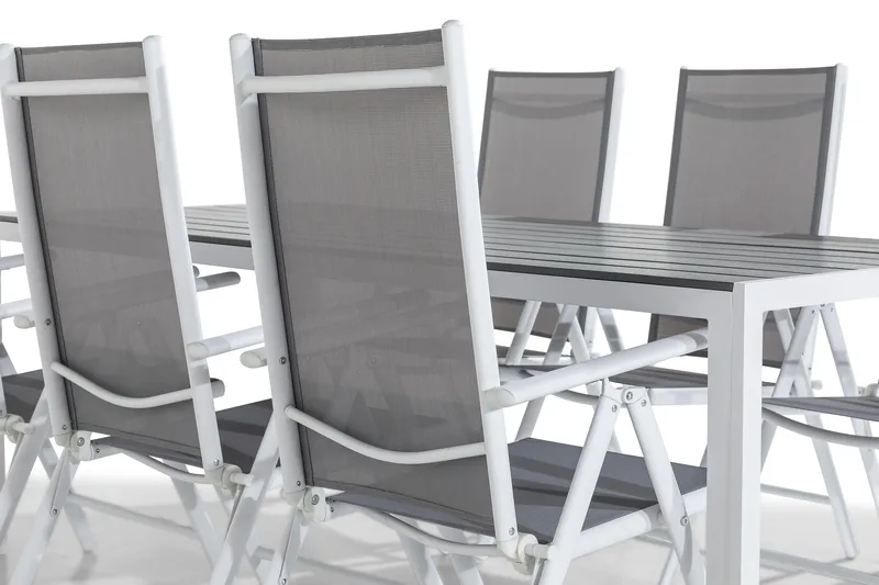 Tunis Matgrupp 205x90 + 6 Maggie Positionsstol - Vit/Grå - Products - Utemöbler & utemiljö - Utegrupp - Matgrupp utomhus