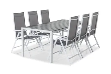 Tunis Matgrupp 205x90 + 6 Maggie Positionsstol - Vit/Grå - Products - Utemöbler & utemiljö - Utegrupp - Matgrupp utomhus
