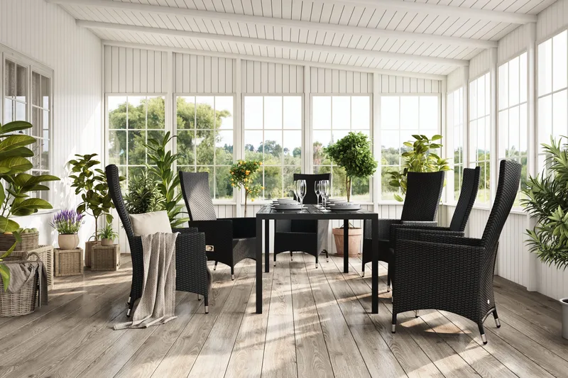 Tunis Matgrupp Utomhus 205 + 6 Jenny Ställbar Fåtölj - Svart - Products - Utemöbler & utemiljö - Utegrupp - Matgrupp utomhus