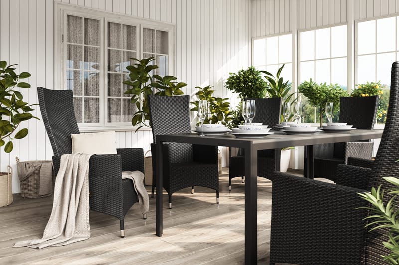 Tunis Matgrupp Utomhus 205 + 6 Jenny Ställbar Fåtölj - Svart - Products - Utemöbler & utemiljö - Utegrupp - Matgrupp utomhus