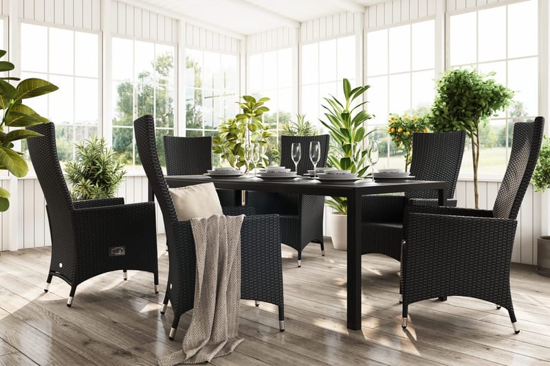 Tunis Matgrupp Utomhus 205 + 6 Jenny Ställbar Fåtölj - Svart - Products - Utemöbler & utemiljö - Utegrupp - Matgrupp utomhus