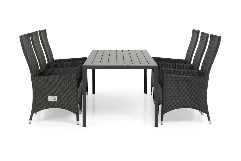 Tunis Matgrupp Utomhus 205 + 6 Jenny Ställbar Fåtölj - Svart - Products - Utemöbler & utemiljö - Utegrupp - Matgrupp utomhus