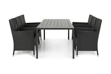 Tunis Matgrupp Utomhus 205 + 6 Thor Fåtölj - Svart/Svart - Products - Utemöbler & utemiljö - Utegrupp - Matgrupp utomhus